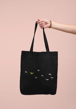 flying birds tote bag with bird images