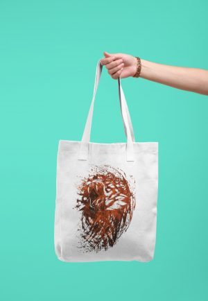 Fire lion tote bag with a lion image