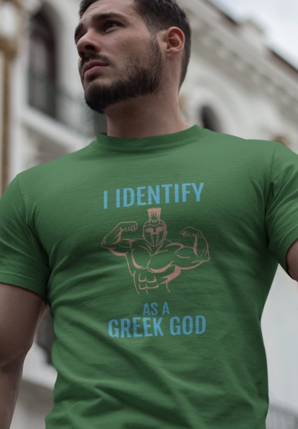 Man wearing a greek god tshirt design