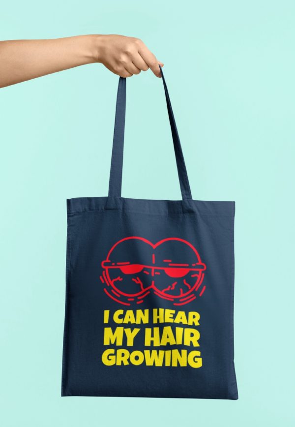 I can hear my hair tote bag with red eyes image