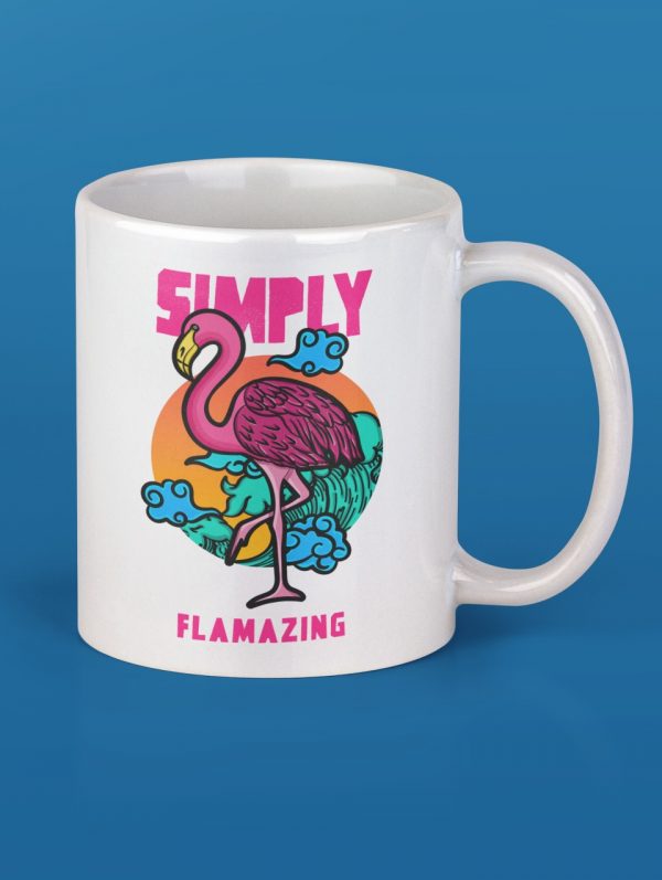 Simply Flamazing text with flamingo image