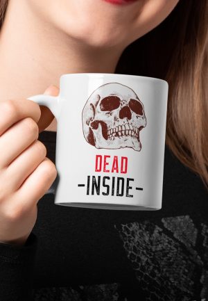 Dead Inside mug design with skull image