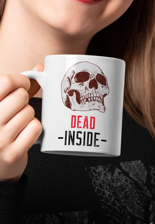 Dead Inside mug design with skull image