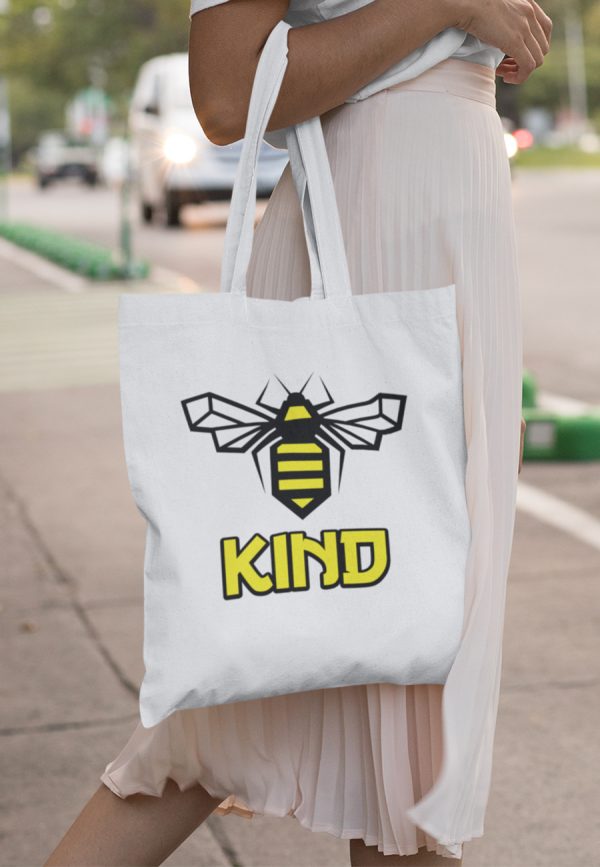 bee kind tote bag with bee image