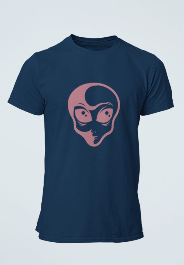 Alien T-Shirt design on a navy blue shirt