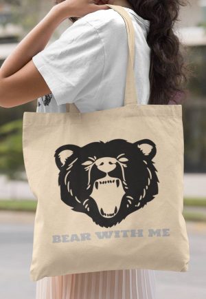 bear with me tote bag with bear image
