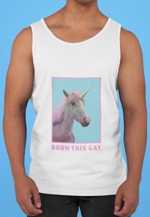 Born this gay vest with unicorn image