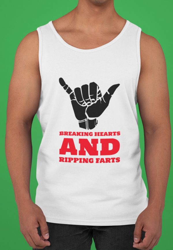 Breaking Hearts vest with text and hand image