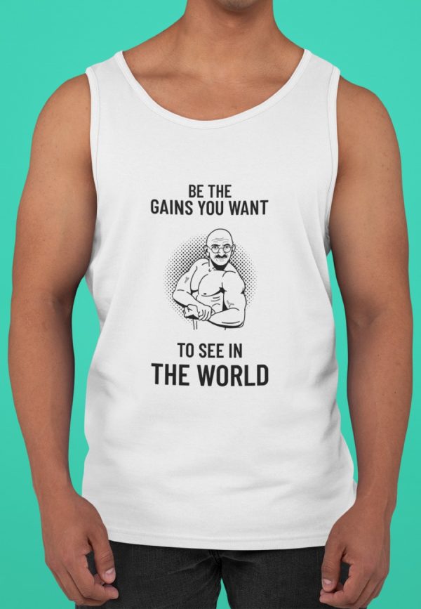 Be the gains vest with flexing man image