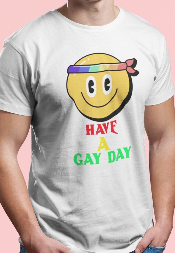 hAVE A GAY DAY T-SHIRT WITH EMOJI IMAGE