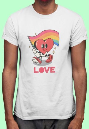 Love heart t-shirt with heart holding a flag image