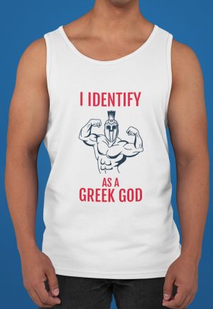 I Identify as a greek god vest with flexing gladiator image