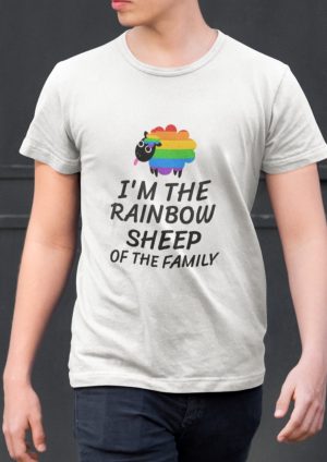 Rainbow Sheep Family Tshirt with sheep image