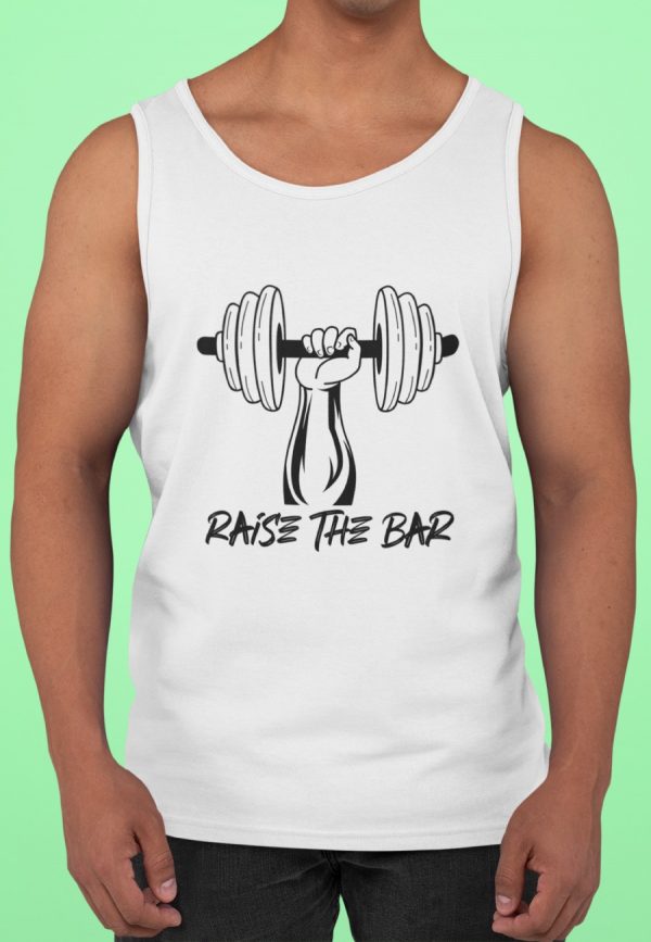Raise the bar vest top with gym weight image