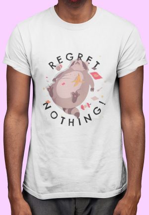 Regret nothing tshirt design with racoon image