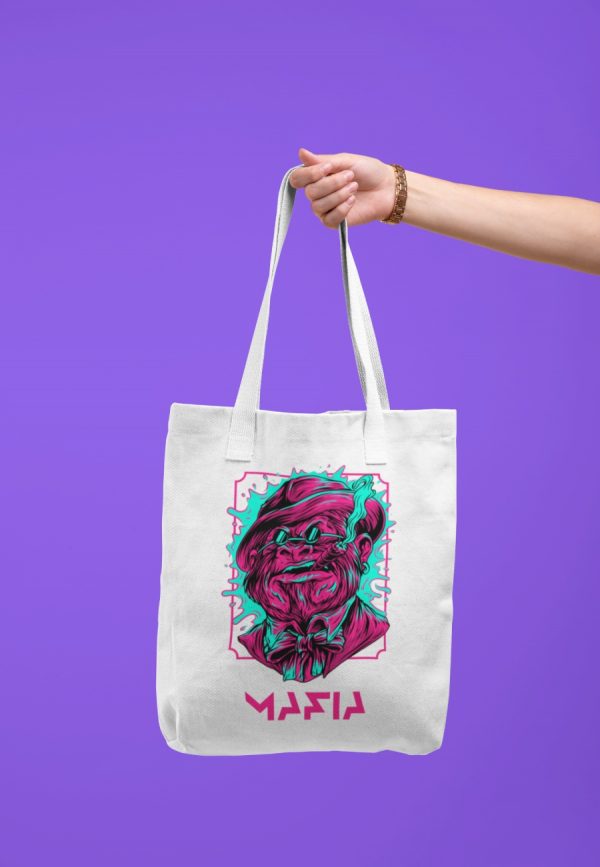 Mafia Monkey Tote bag with purple monkey image