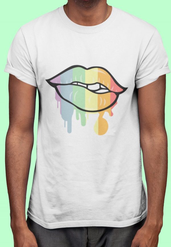 Rainbow lips t-shirt with rainbow mouth image