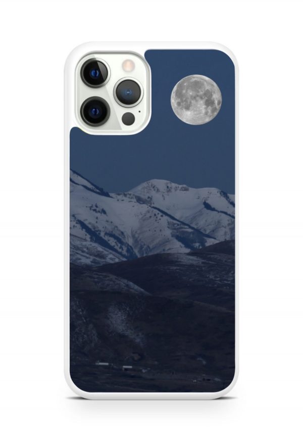 rocky moon phone case with moon mountain scene