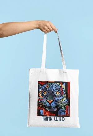 Think wild tote bag with leopard design