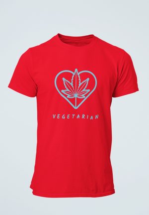Vegetarian T-Shirt design with text and leaf