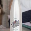 Water bottle with a curvy unicorn design.