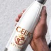 Water bottle with geek culture design printed.