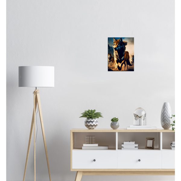 Wolf Pack running image on canvas hanging on a wall