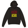 Hoodie with blood shot eye image and text reading "I can hear my hair growing"