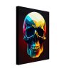 Skull art canvas. Colourful skull on a dark background.