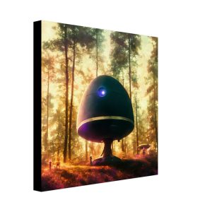 UFO spaceship landing in the woods canvas print,
