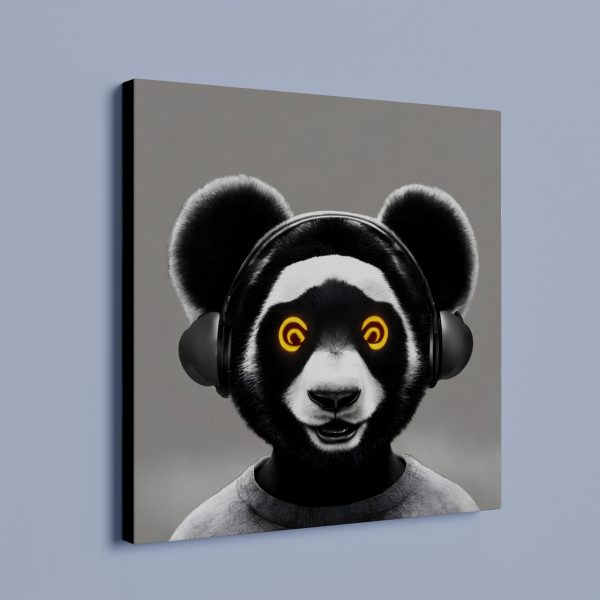 Panda wearing headphones.