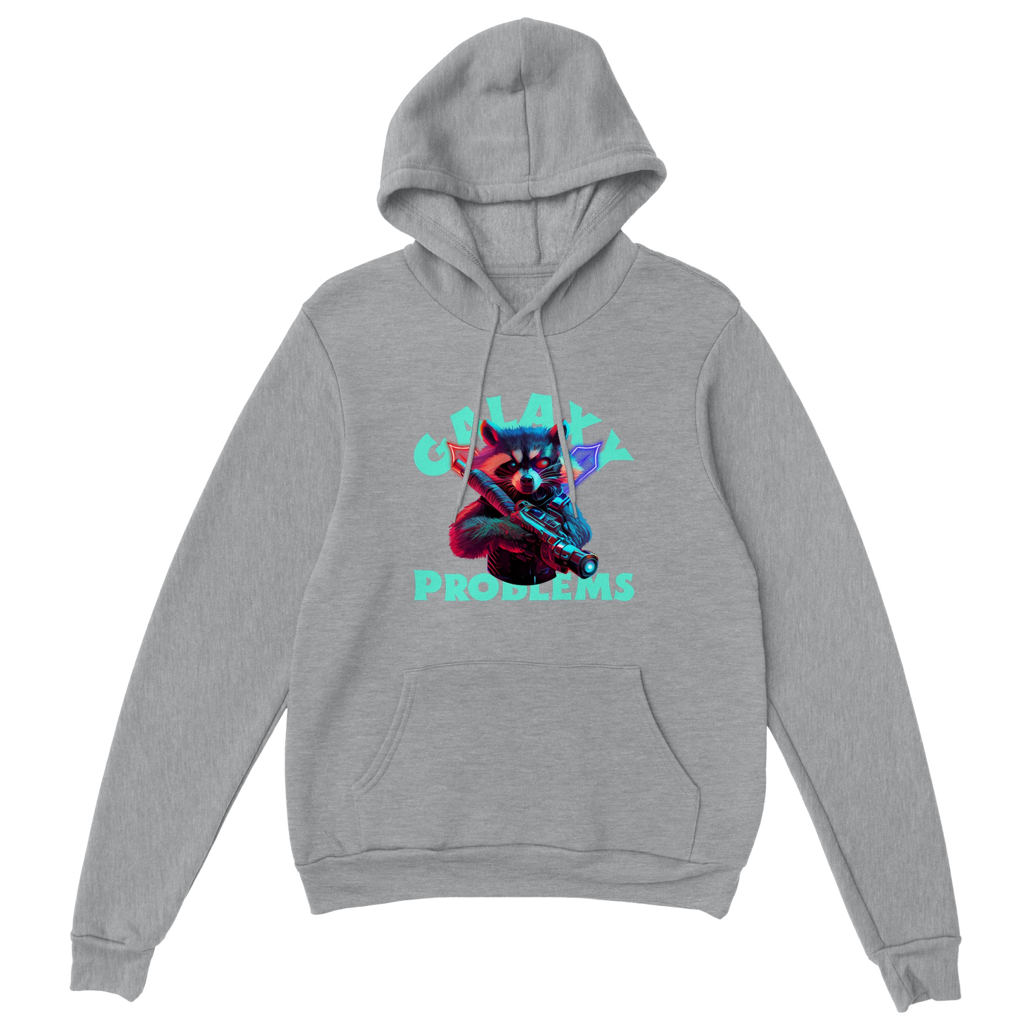 space raccoon design on a hoodie