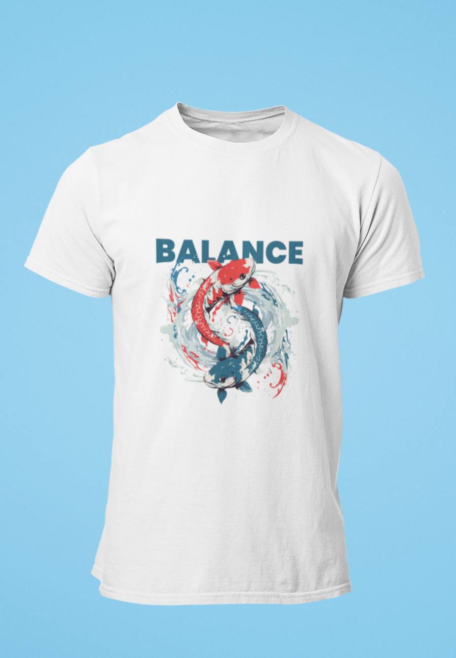 Balance tshirt design featuring koi fish