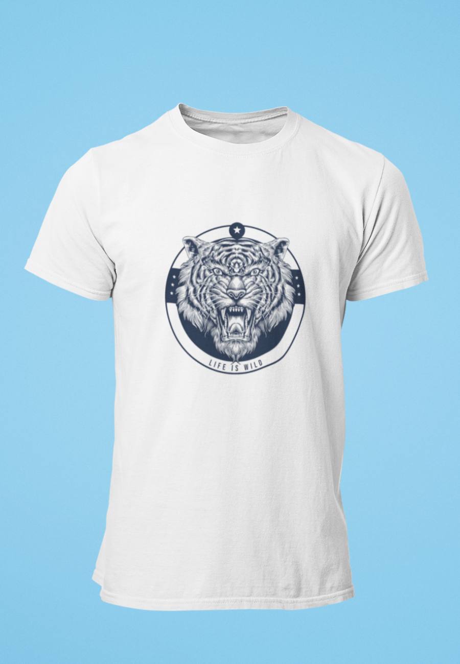 Life is wild tshirt design featuring a tiger image