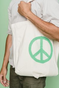 Peace sign on a tote bag